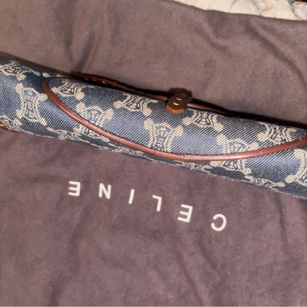 Celine Denim and Brown leather Studded Shoulder Bag - Picture 15 of 16